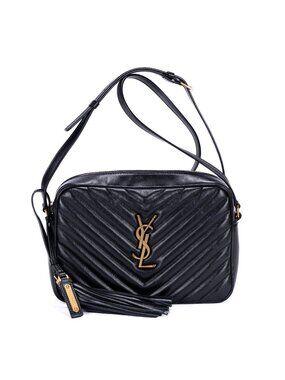 Saint Laurent Camera Black Matelasse Chef Blanc Leather Shoulder Bag